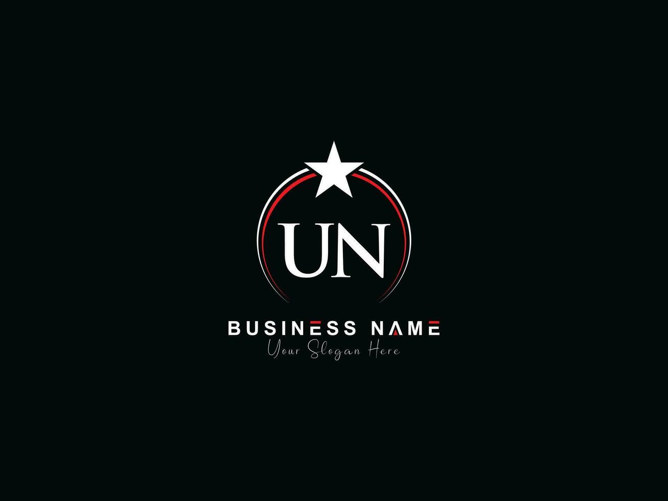 Initial Circle Un Minimal Luxury logo, Minimalist Royal Star UN Logo Icon Vector Art
