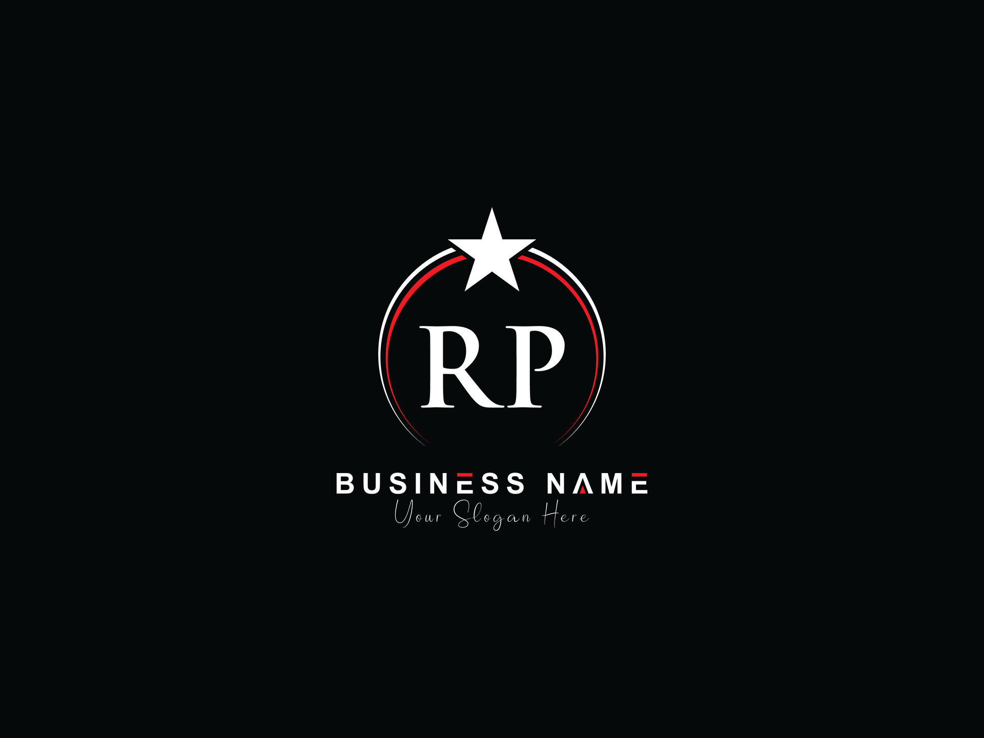 Royal Star Rp Circle Logo, Minimalist Luxury RP Logo Letter Vector
