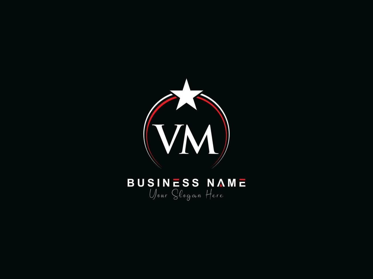 Initial Luxury Vm Circle Logo Letter, Minimal Royal Star VM Logo Symbol For Business vector