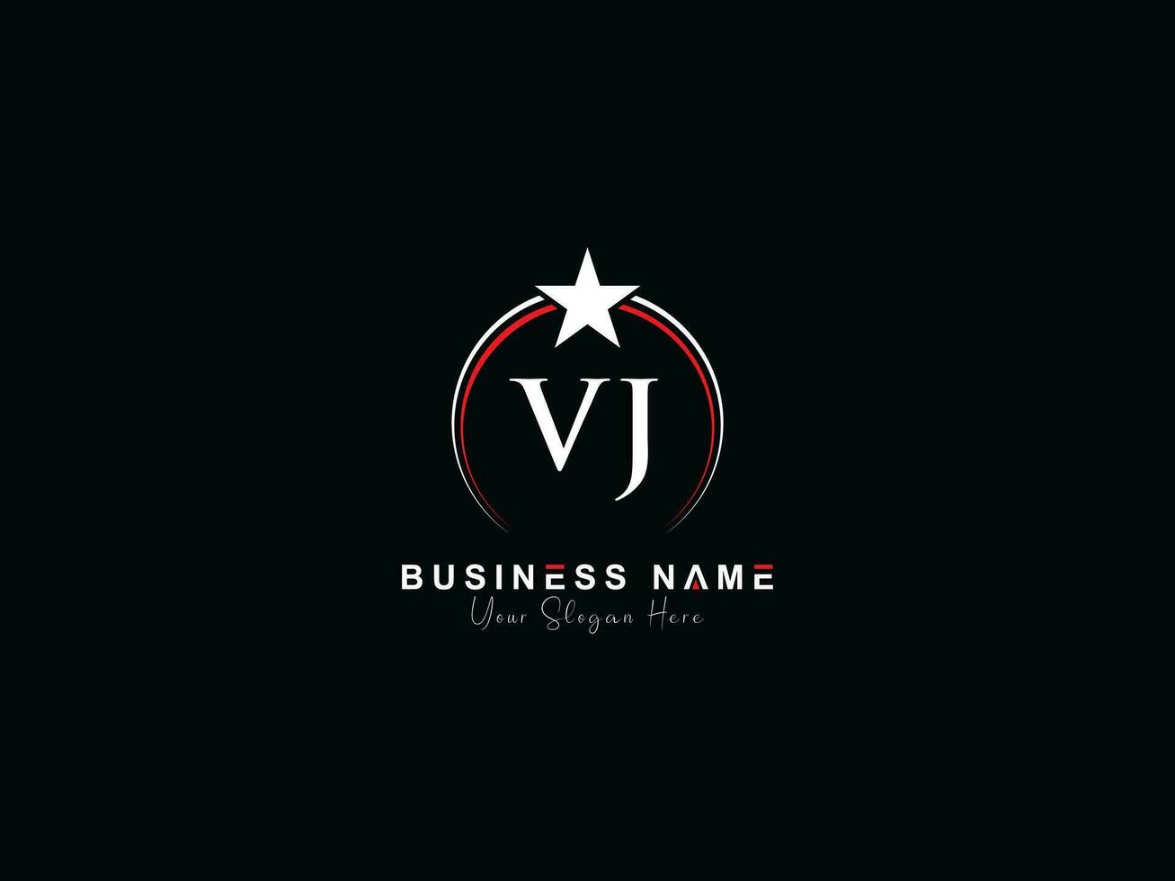 Initial Luxury Vj Circle Logo Letter, Minimal Royal Star VJ Logo Symbol For Business vector
