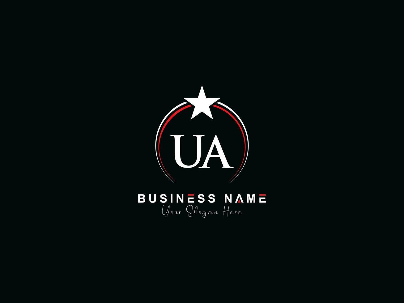 Initial Circle Ua Minimal Luxury logo, Minimalist Royal Star UA Logo Icon Vector Art