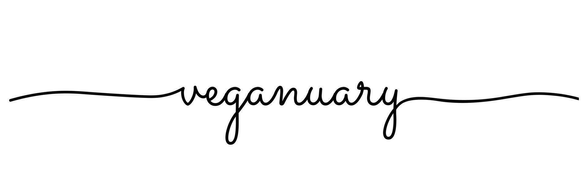 Veganuary monoline lettering isolated on white background. Vector Illustration. EPS 10