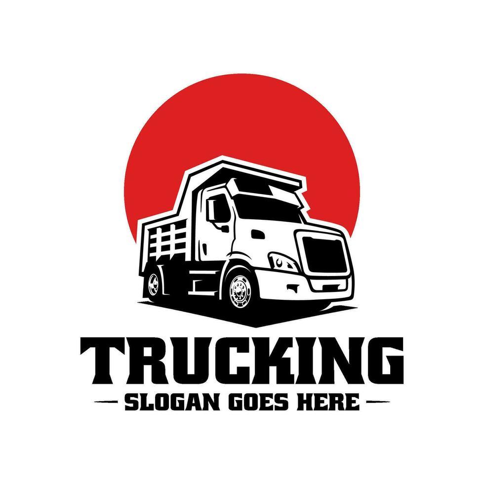 dump truck illustration icon and logo vector