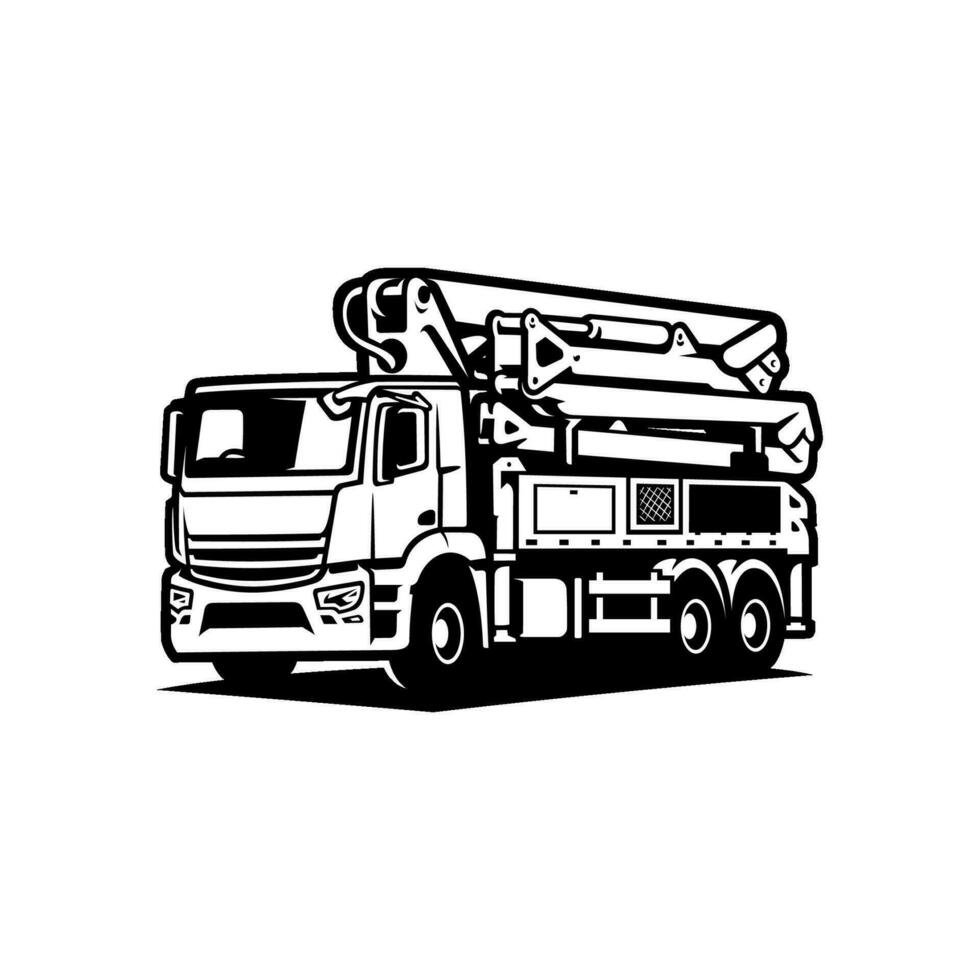 concrete pump truck illustration logo vector