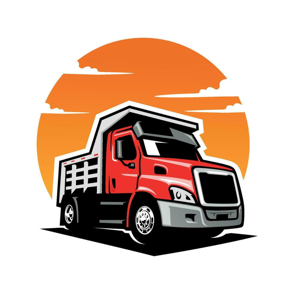 dump truck illustration icon and logo vector