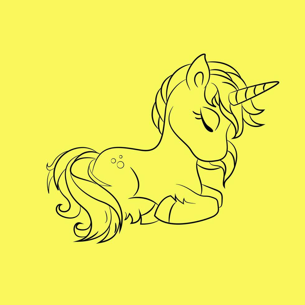 illustration of unicorn or horse with horn cute and adorable vector design