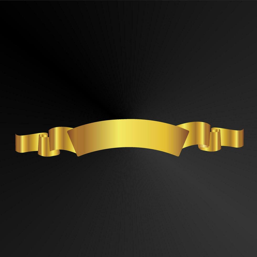 gold ribbon element for labels and banners vector
