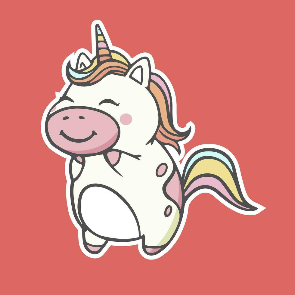 ilustración de unicornio o caballo con cuerno linda y adorable vector diseño