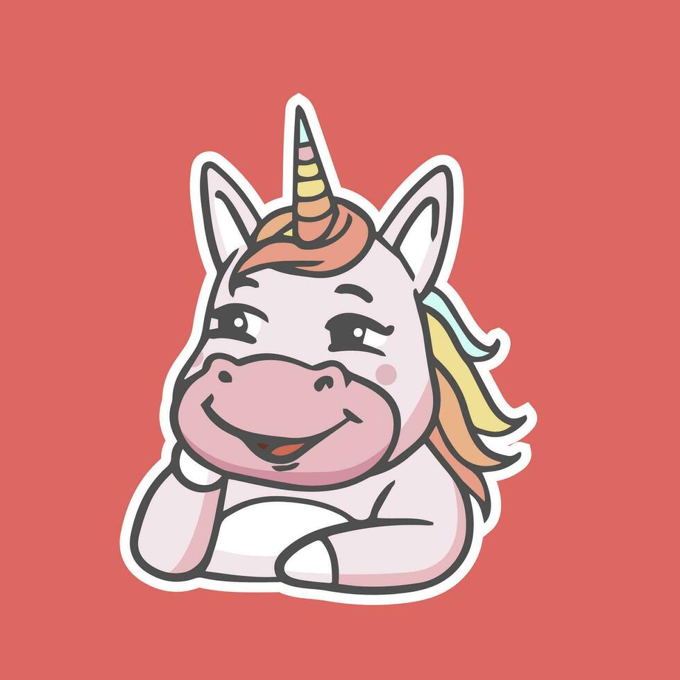 ilustración de unicornio o caballo con cuerno linda y adorable vector diseño