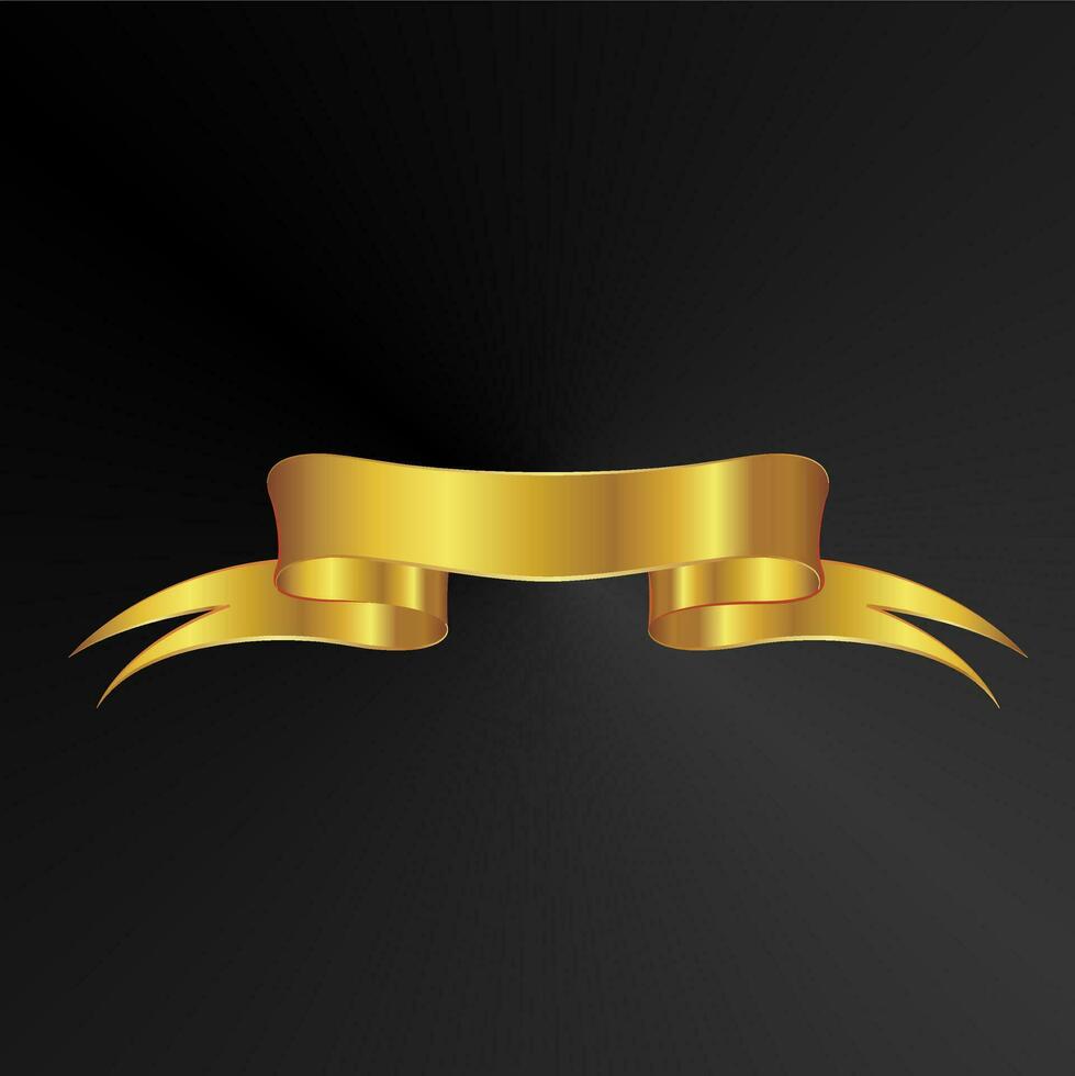 gold ribbon element for labels and banners vector