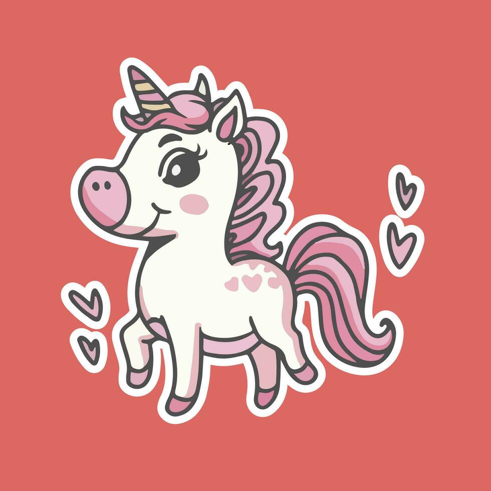 illustration of unicorn or horse with horn cute and adorable vector design