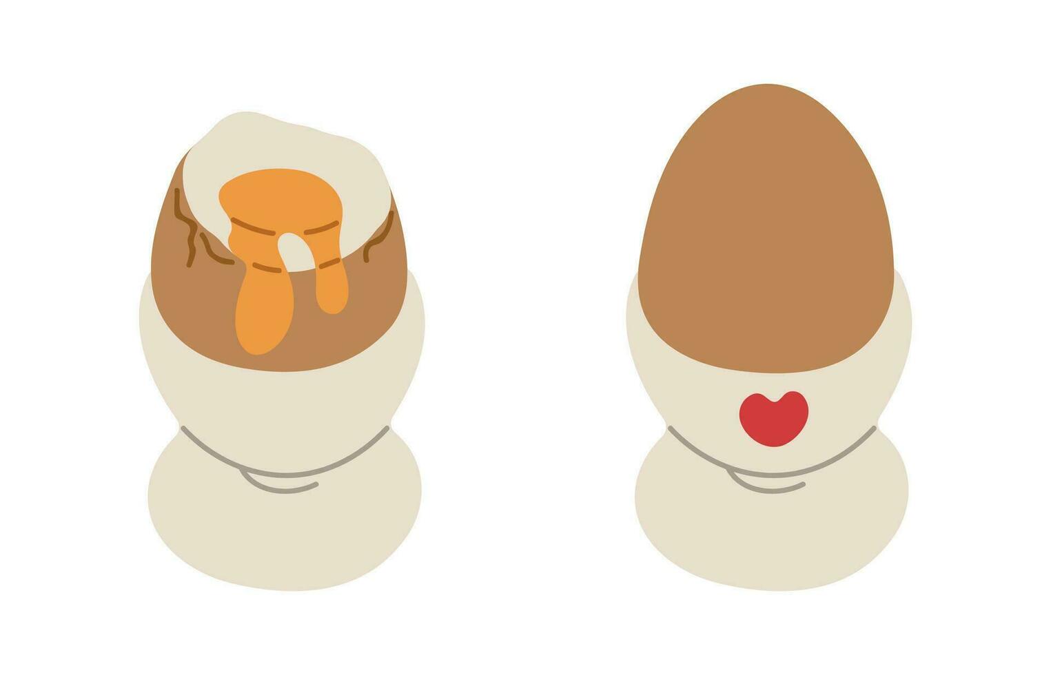 Eggs in cup for breakfast cute vector illustration