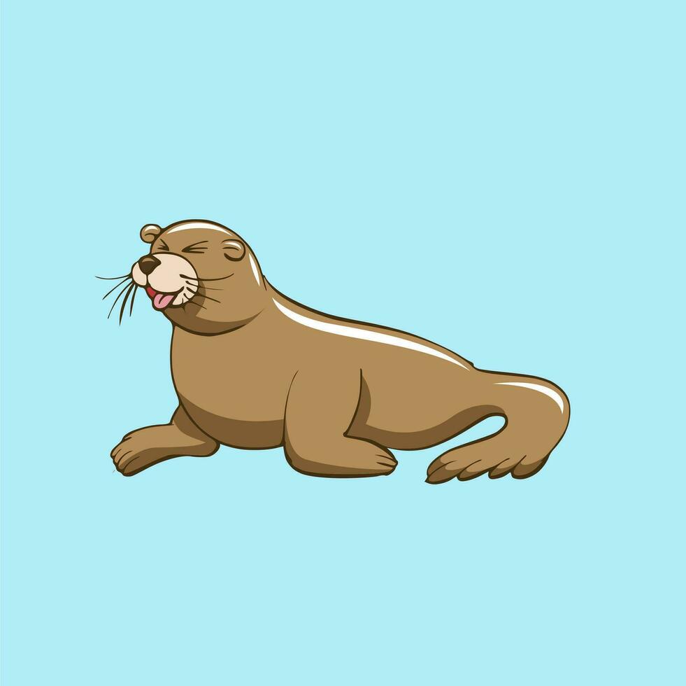 cute sea lion animal cartoon illustration vector