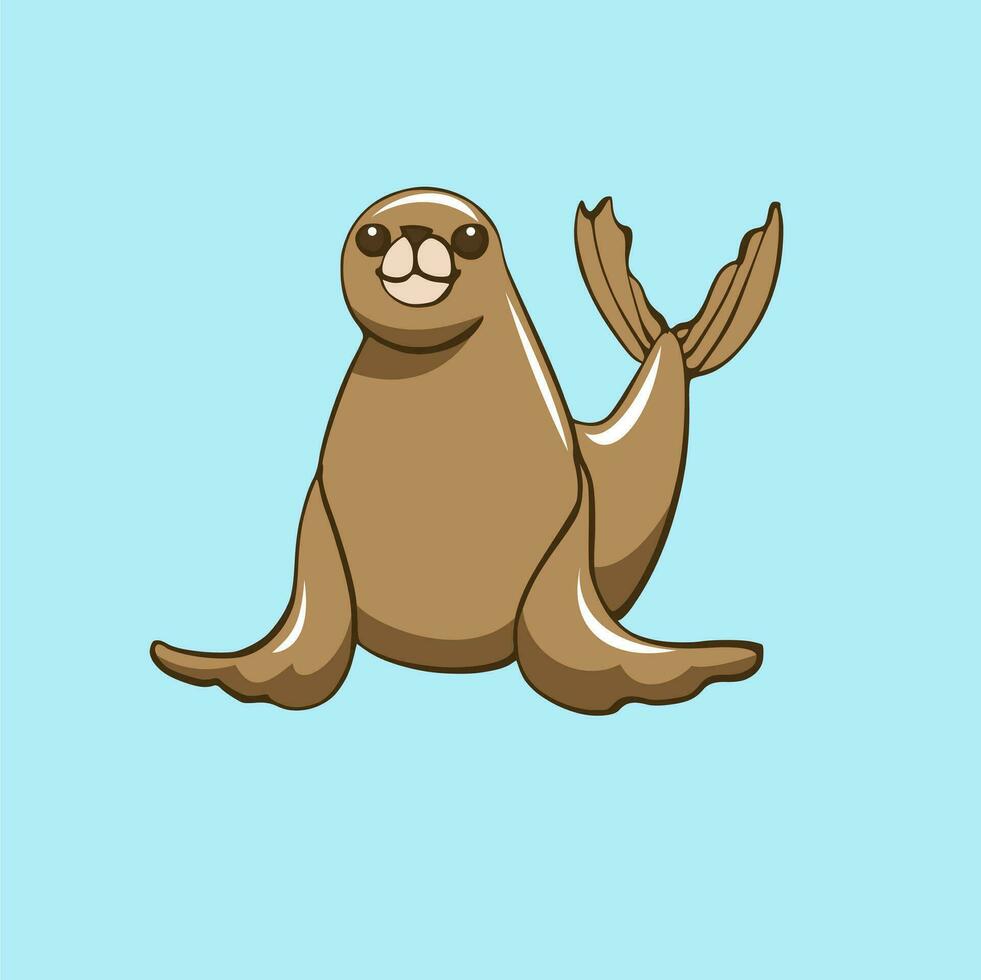 linda mar león animal dibujos animados ilustración vector