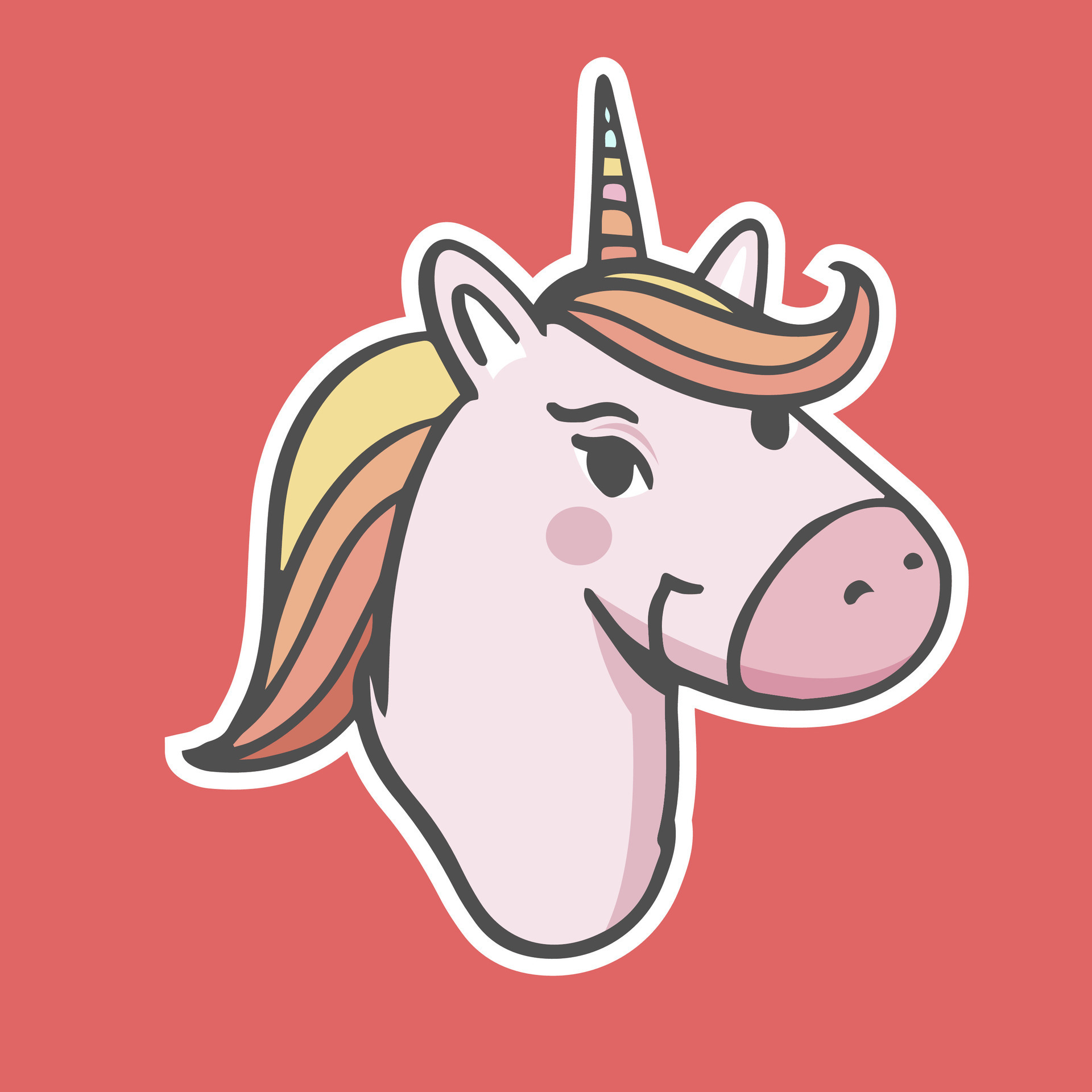 illustration of unicorn or horse with horn cute and adorable vector
