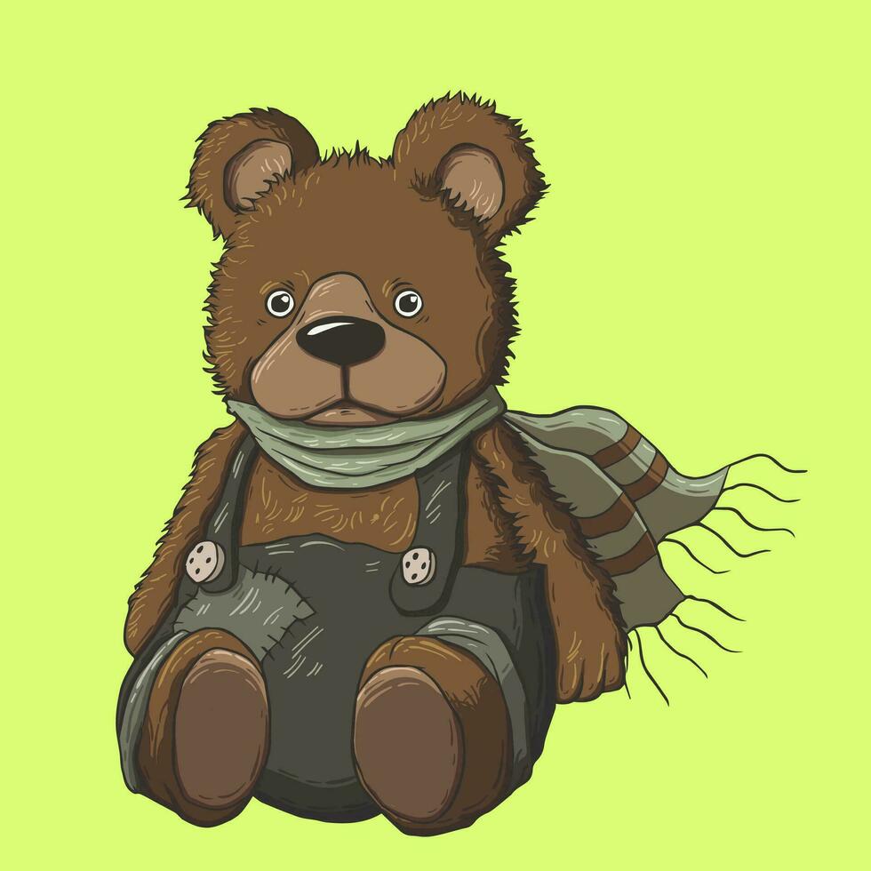 osito de peluche oso ilustración con monería y adorable accesorios vector