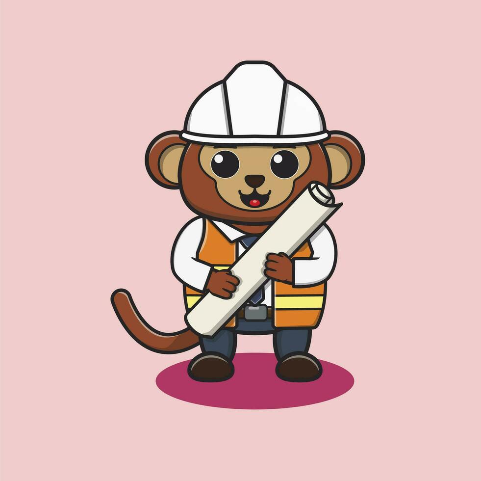 illustration of a monkey with uniforms of various professions vector