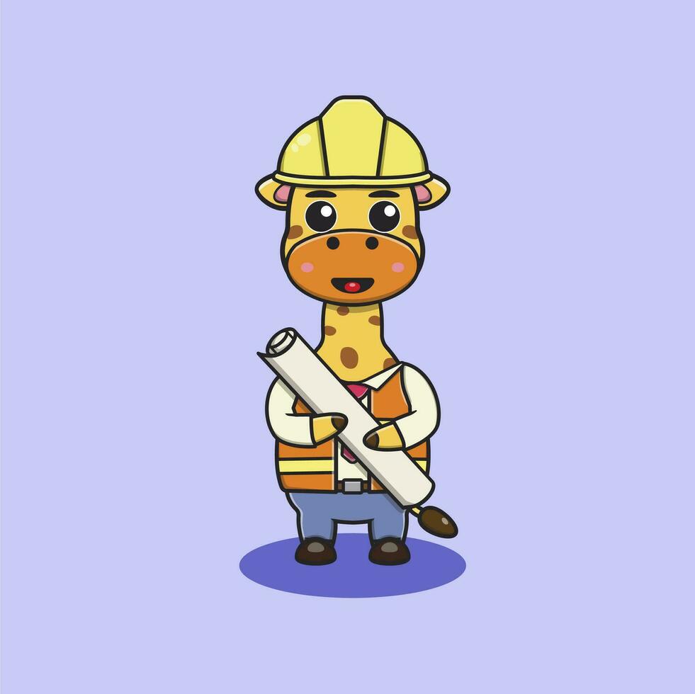 illustration of a giraffe with uniforms of various professions vector