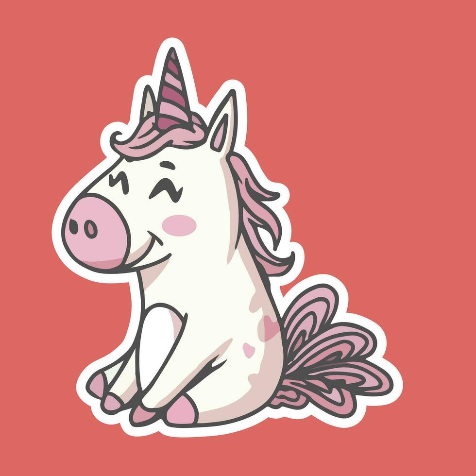 ilustración de unicornio o caballo con cuerno linda y adorable vector diseño