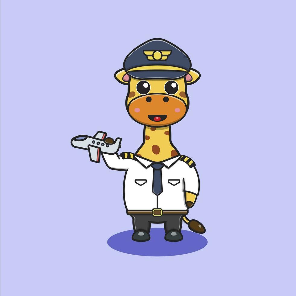 illustration of a giraffe with uniforms of various professions vector