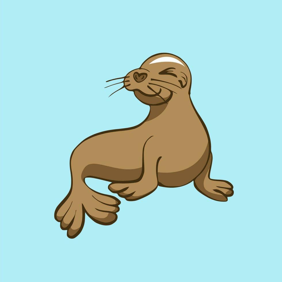 cute sea lion animal cartoon illustration vector