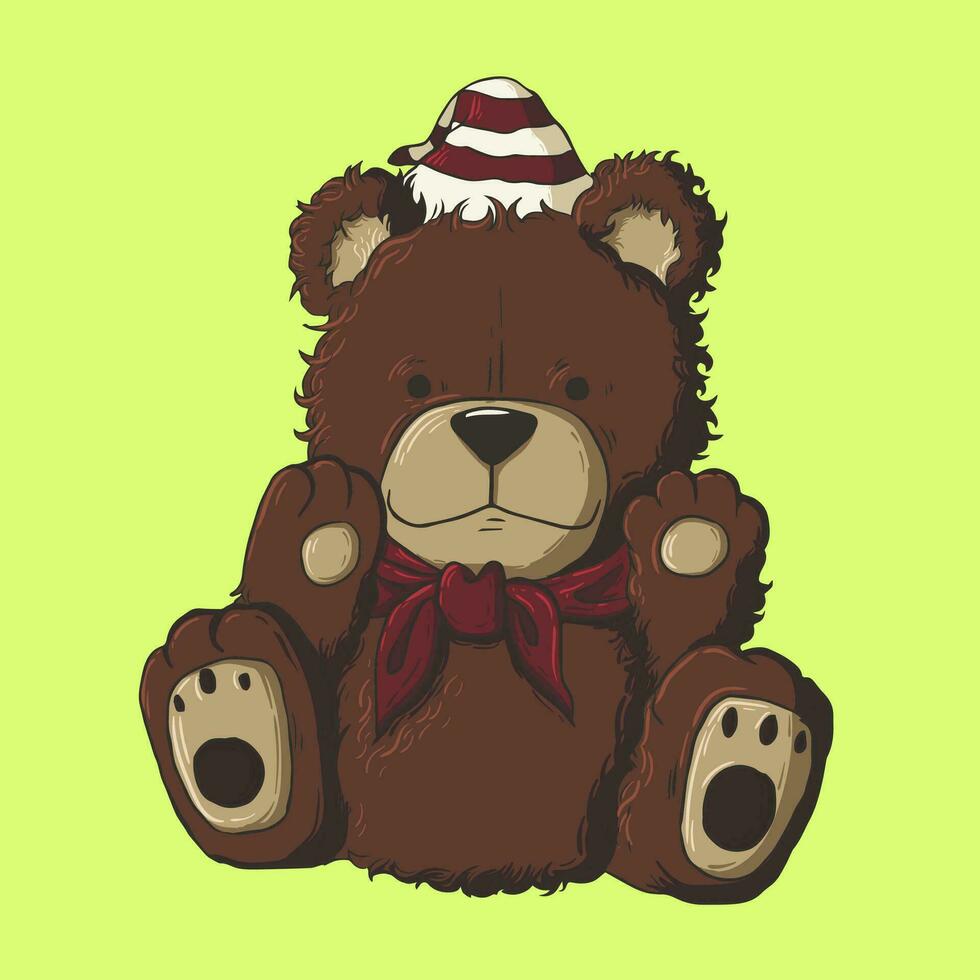 teddy bear illustration with cuteness and adorable accessories vector