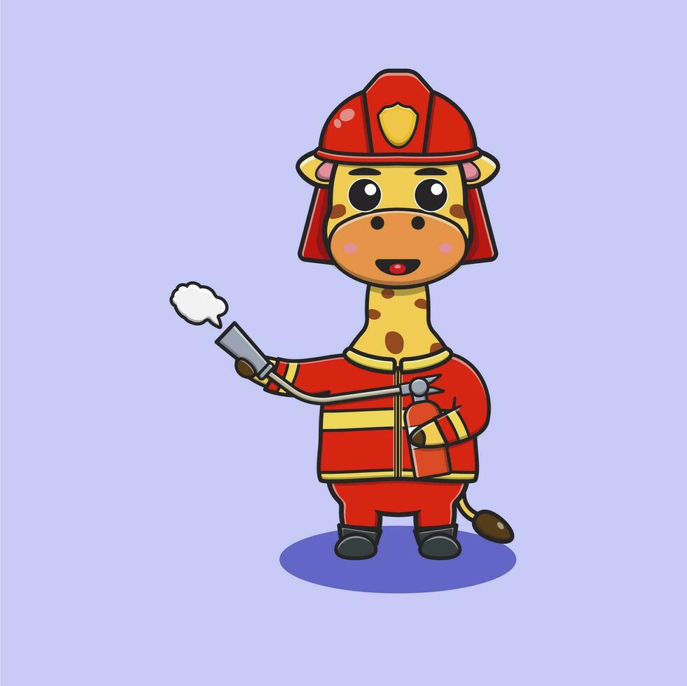 illustration of a giraffe with uniforms of various professions vector