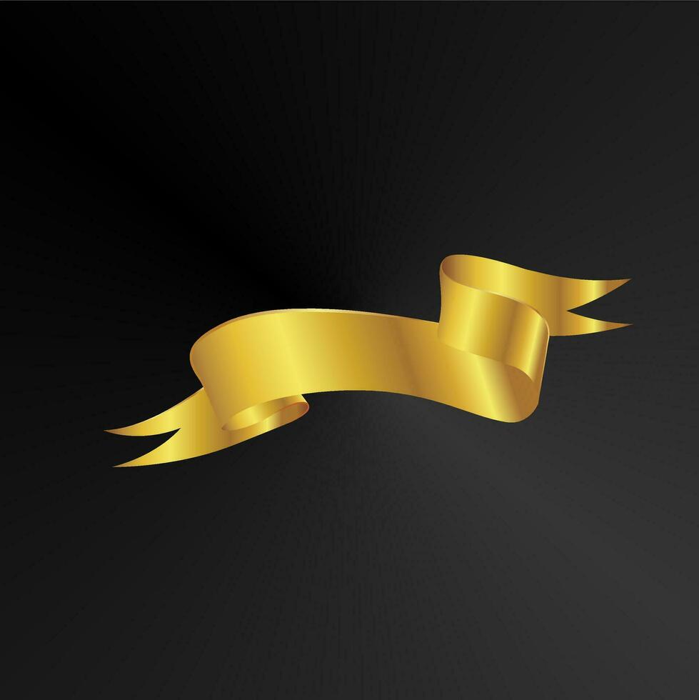 gold ribbon element for labels and banners vector