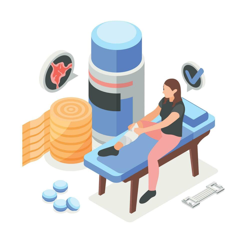 Varicose Bandage Isometric Composition vector