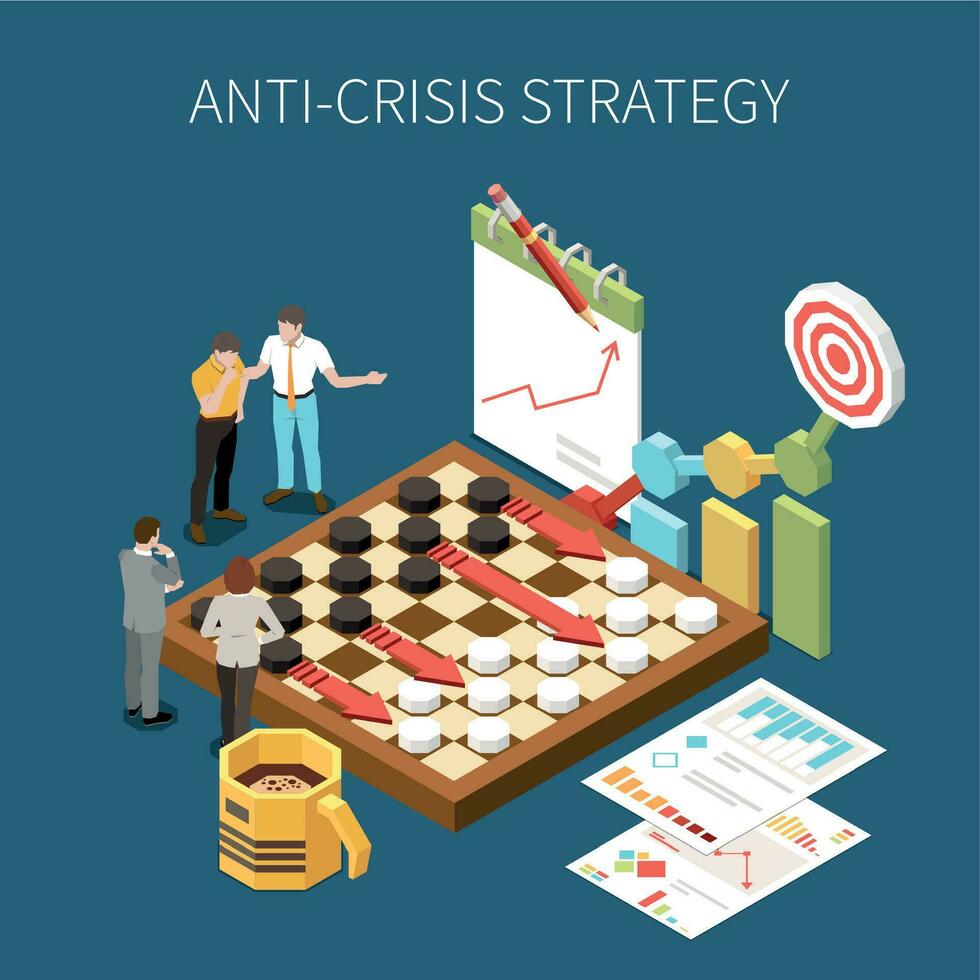 Crisis Management Isometric Concept vector