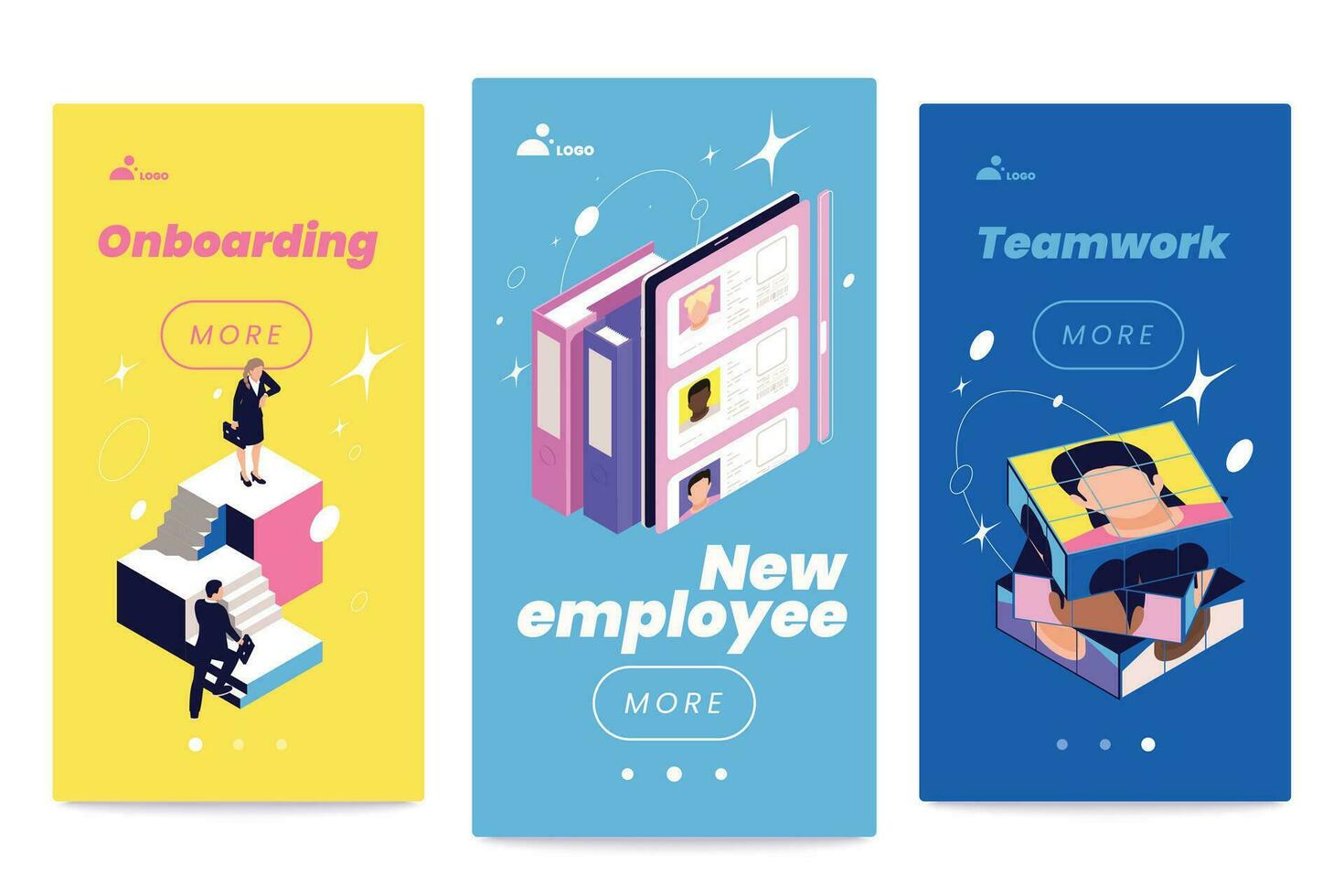 Isometric Employee Onboarding Banners vector