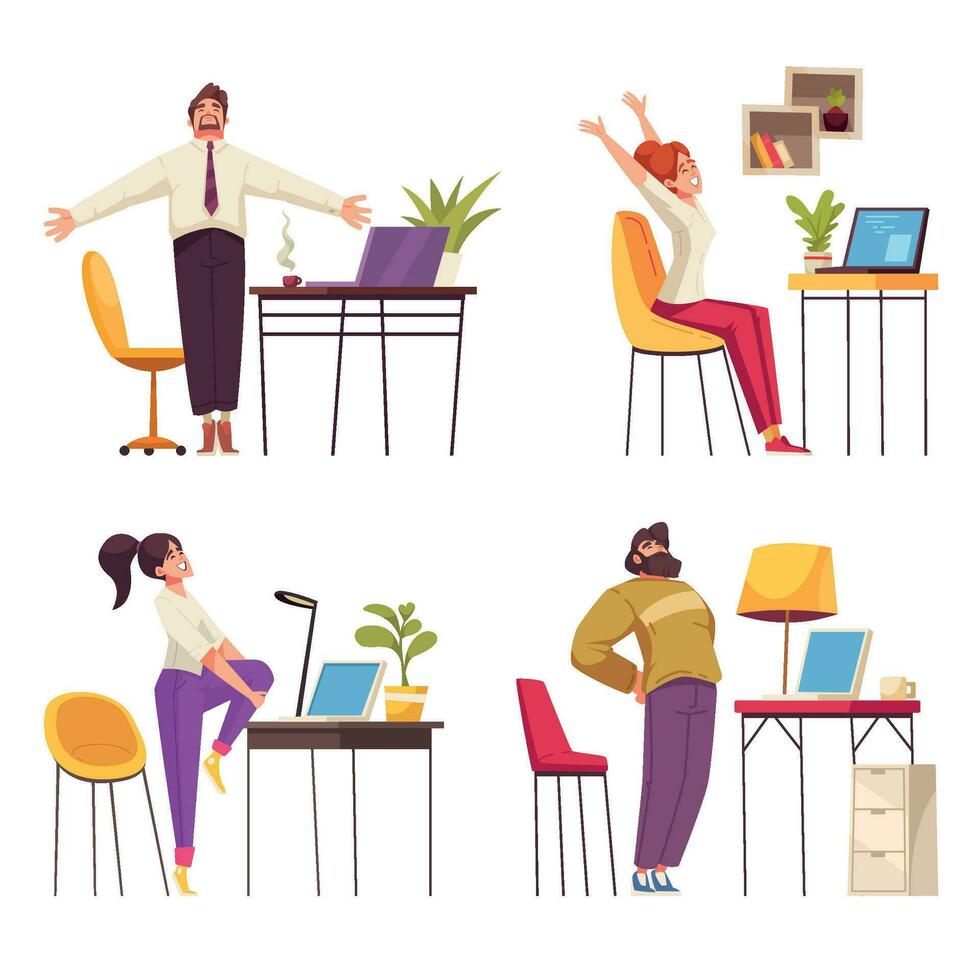 Workplace Streches Set vector