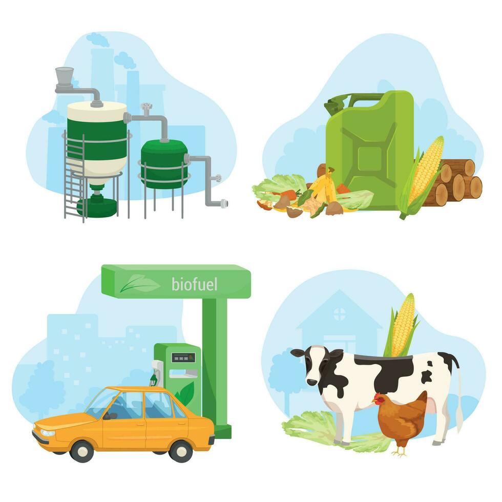 Biofuel Production Set vector