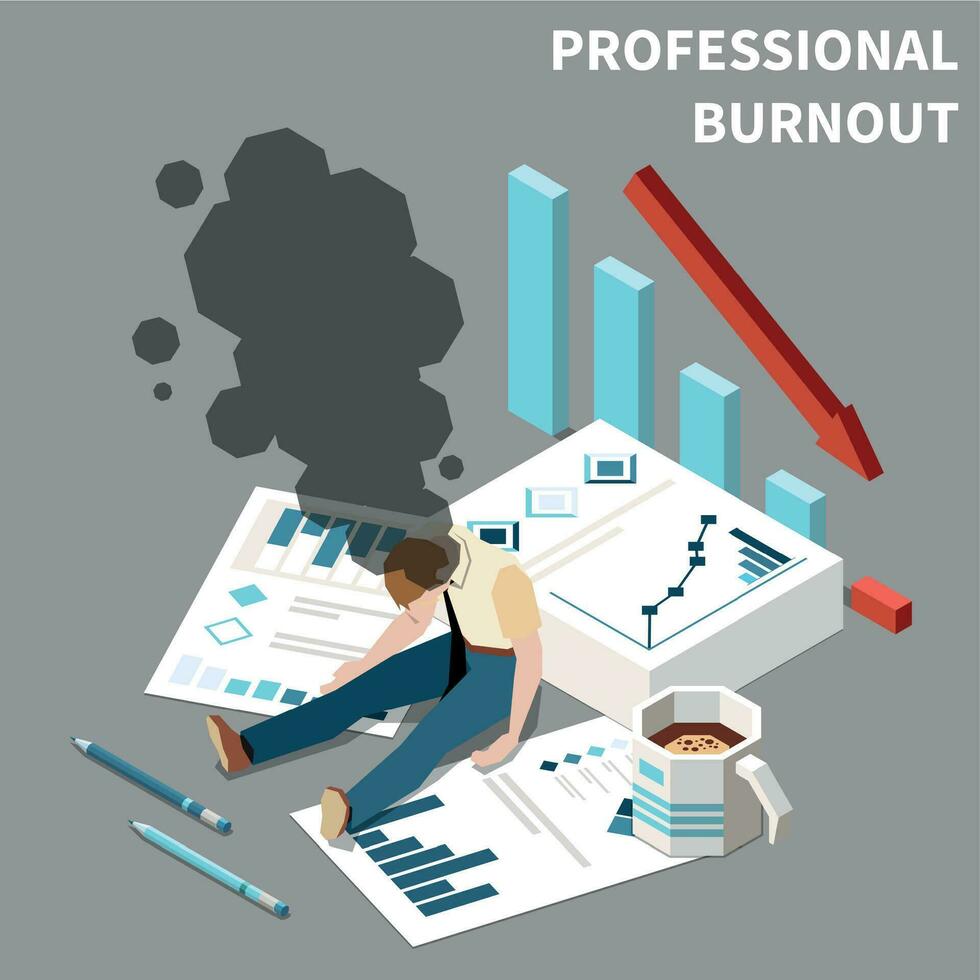 Burnout Syndrome Isometric vector