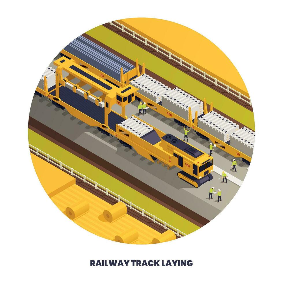 Railway Track Laying Composition vector