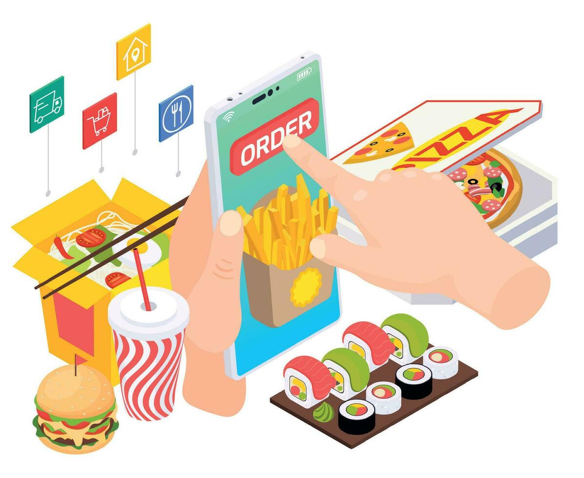 Order Fastfood Online Composition vector