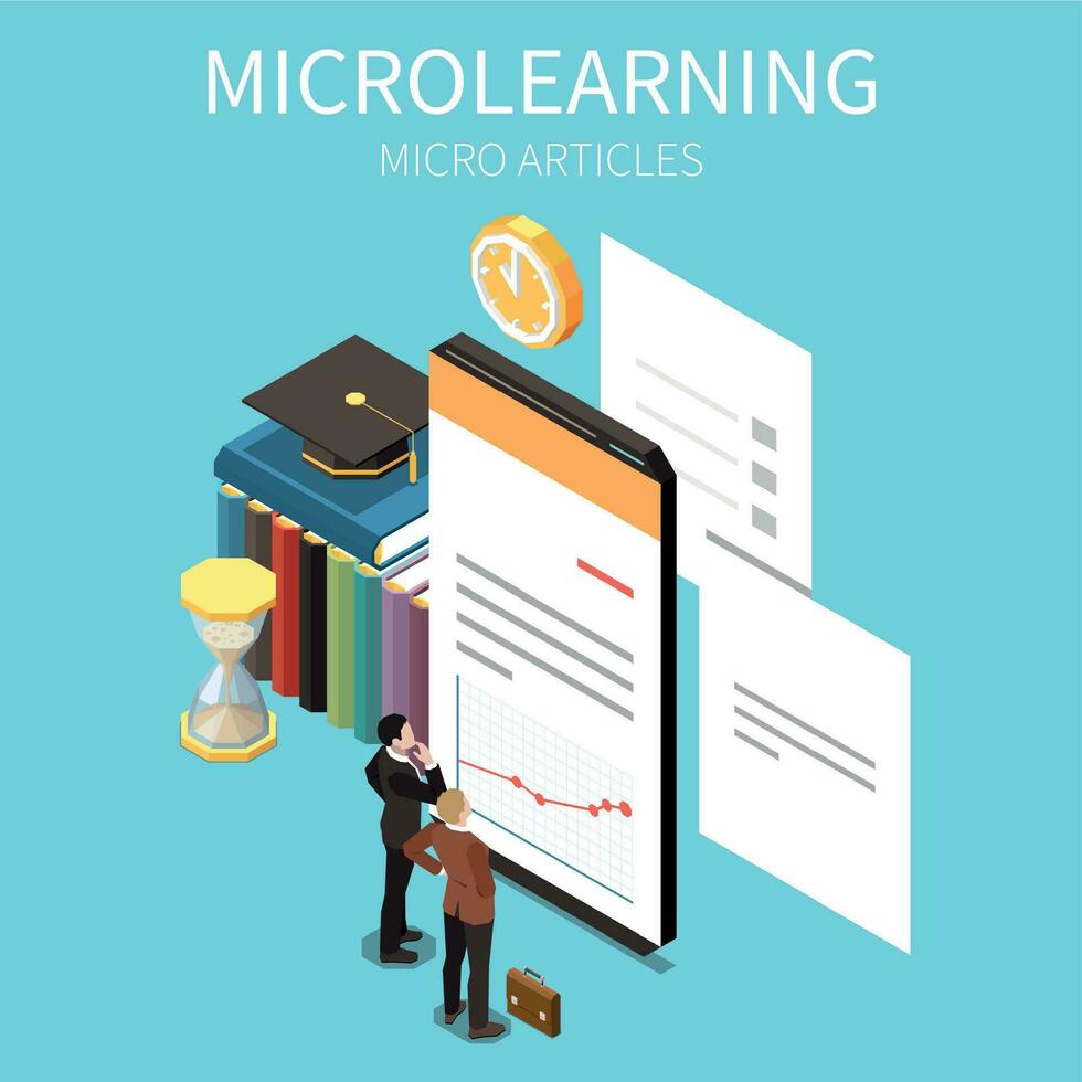 Microlearning Isometric Concept vector