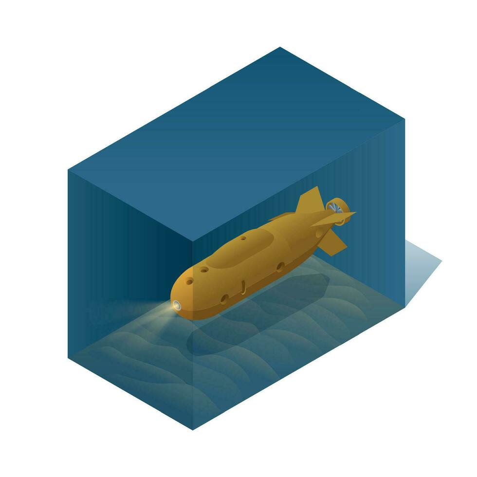Floating Bathyscaph Isometric Composition vector