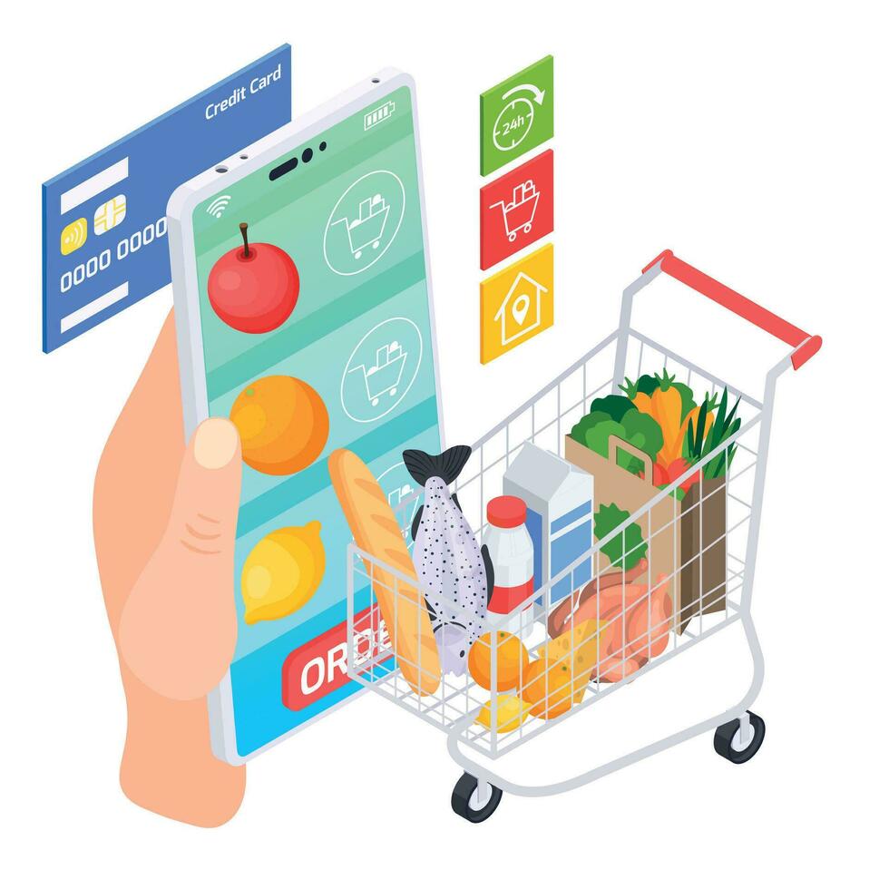 Supermarket Card Order Composition vector