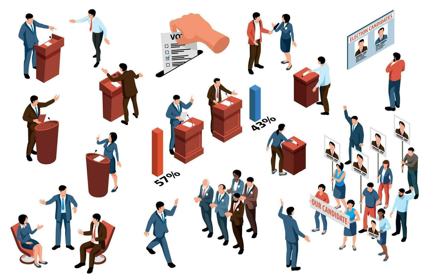 Isometric Political Set vector