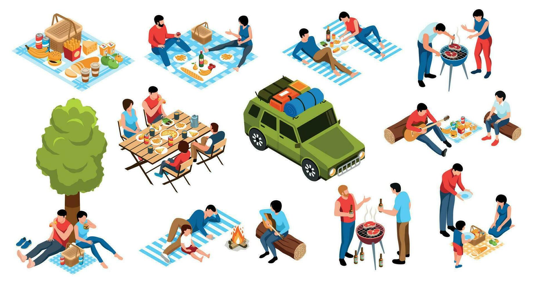 Isometric Barbecue Set vector