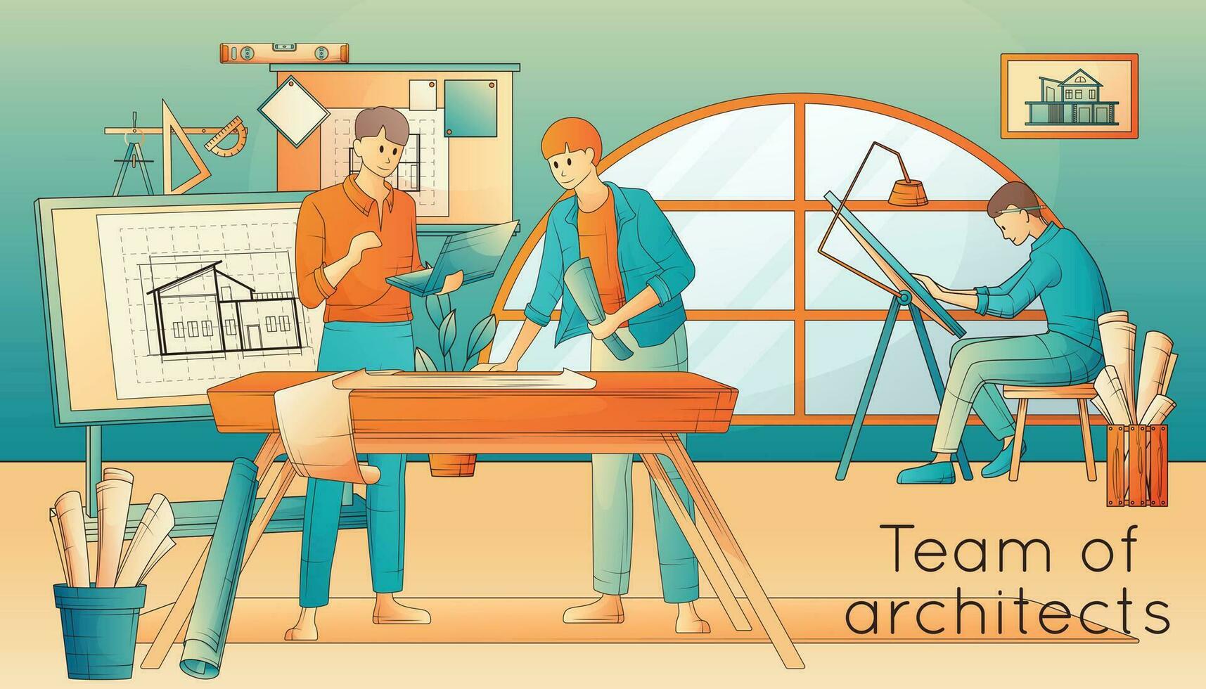 Architects Flat Illustration vector