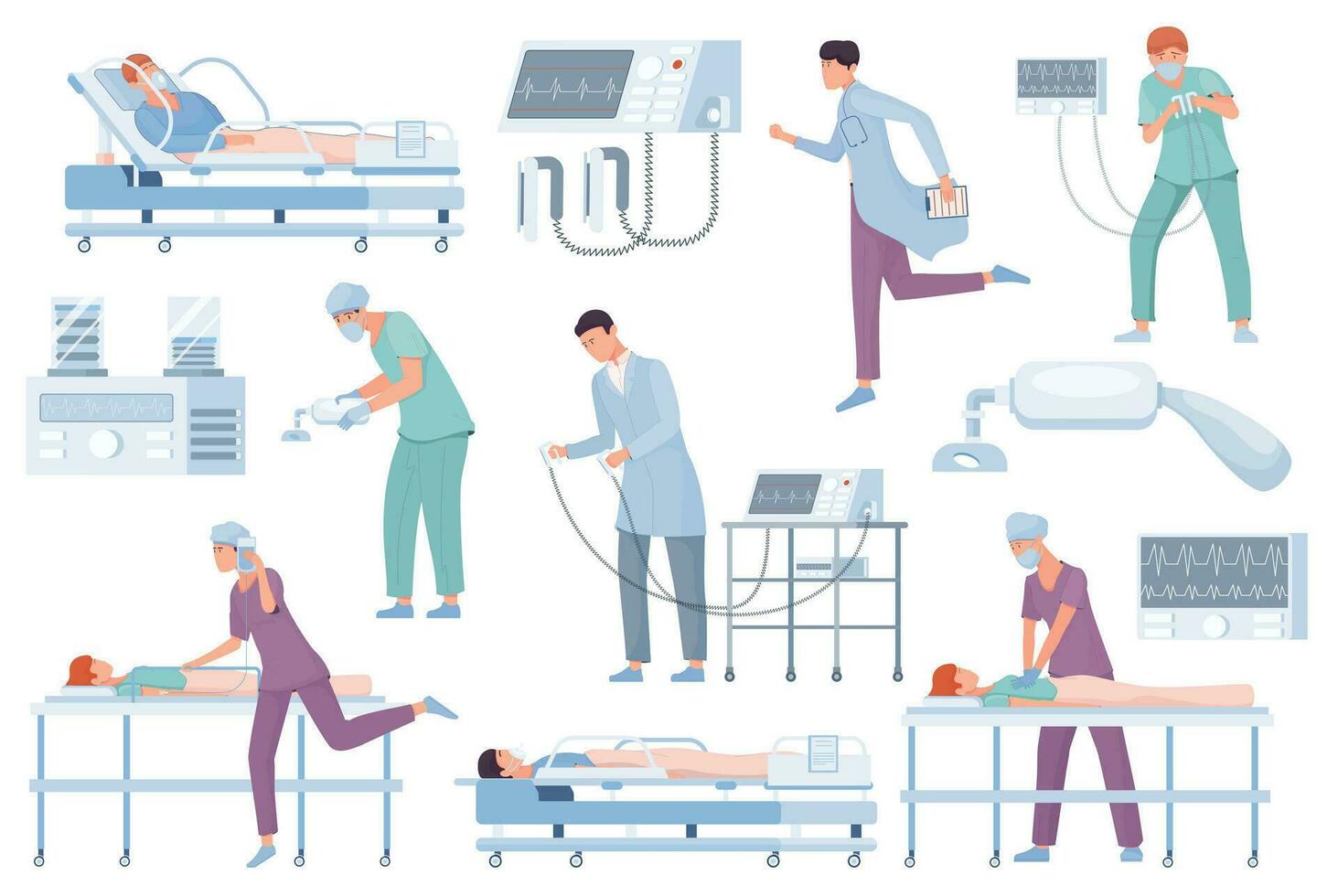 Resuscitation Intensive Care Icons vector