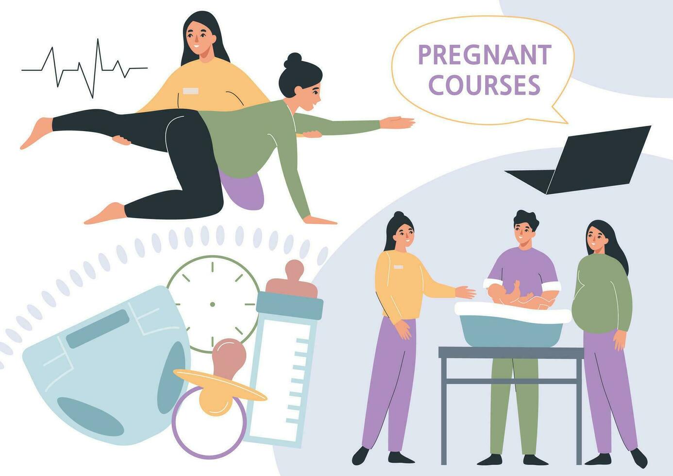 Pregnant Courses Collage vector