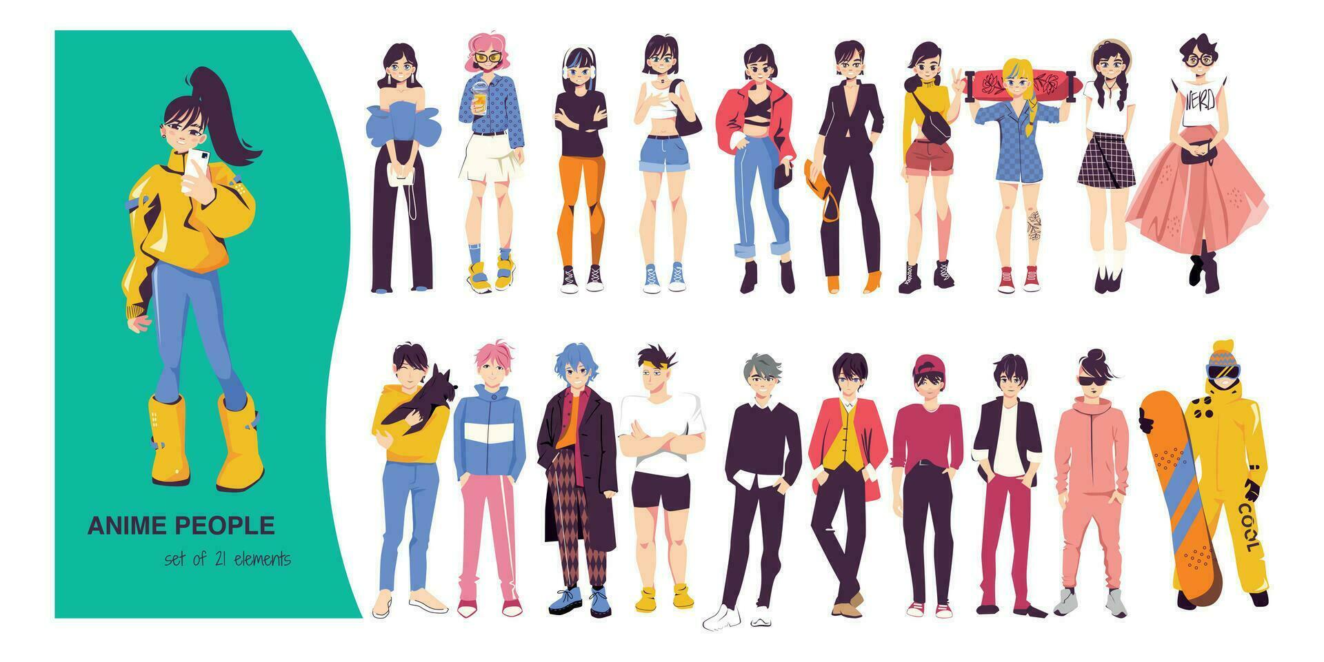 anime personas conjunto vector