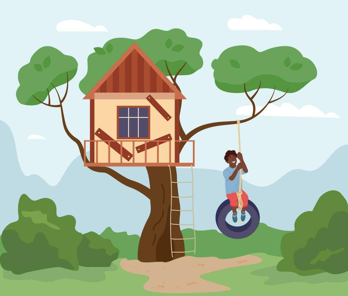 Boy On Swing vector