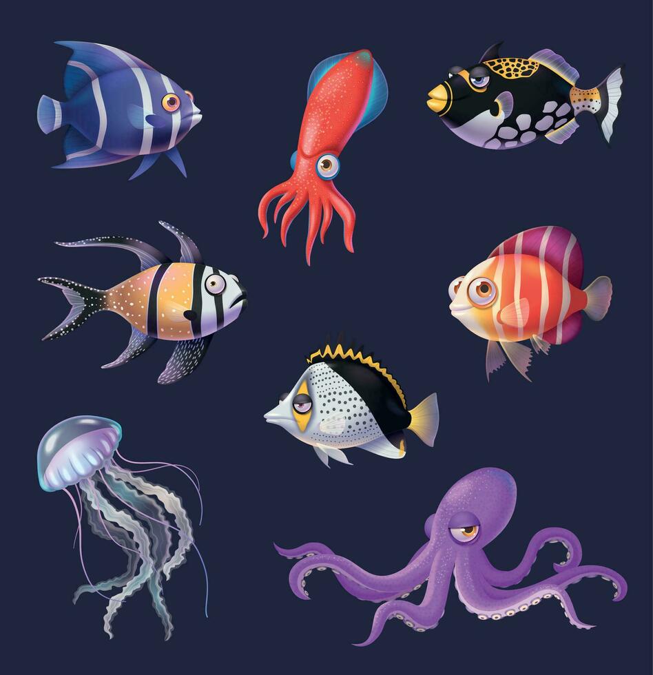 Underwater Fish Set vector