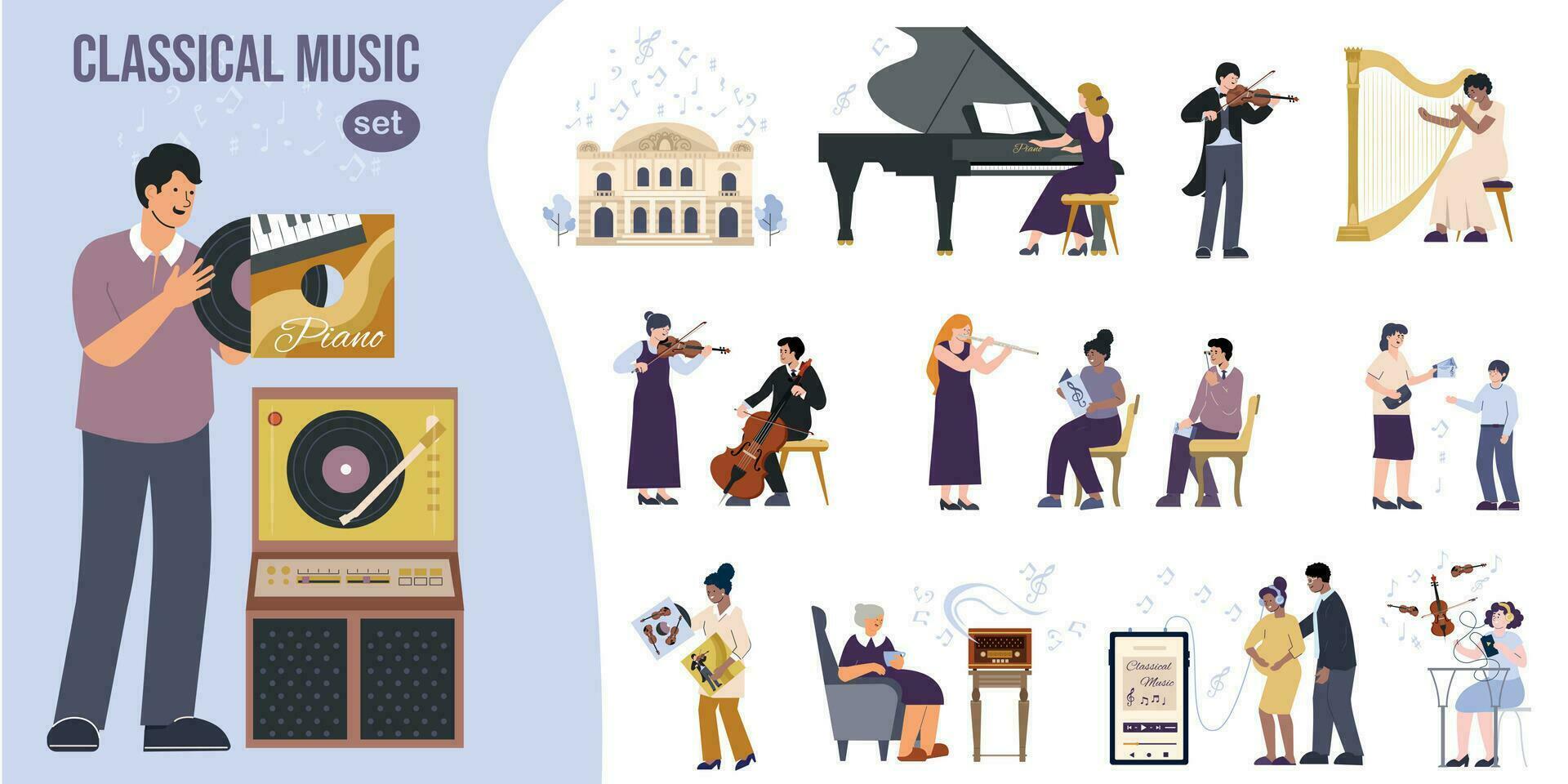 Classical Music Flat Compositions vector