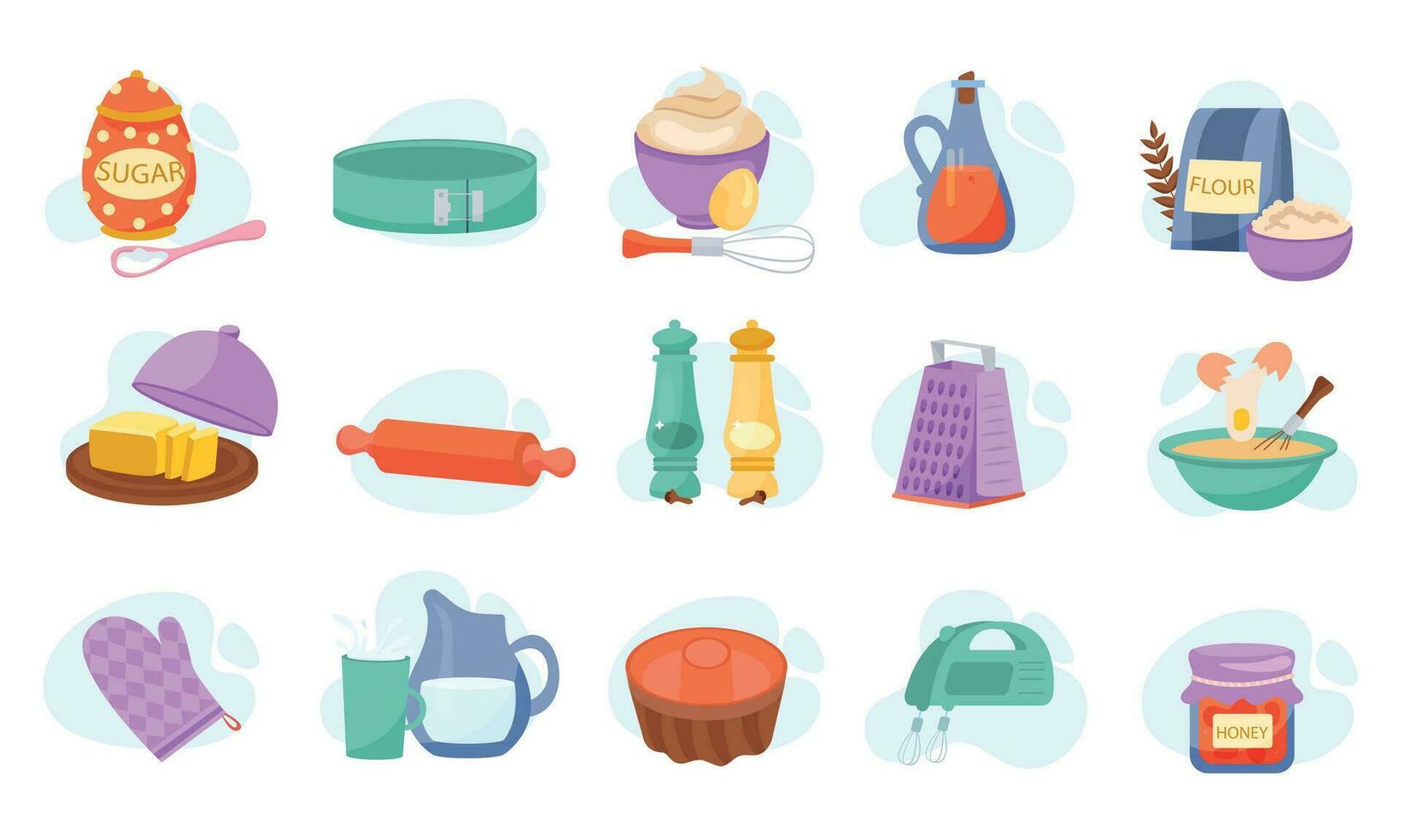 Home Baking Flat Icons vector