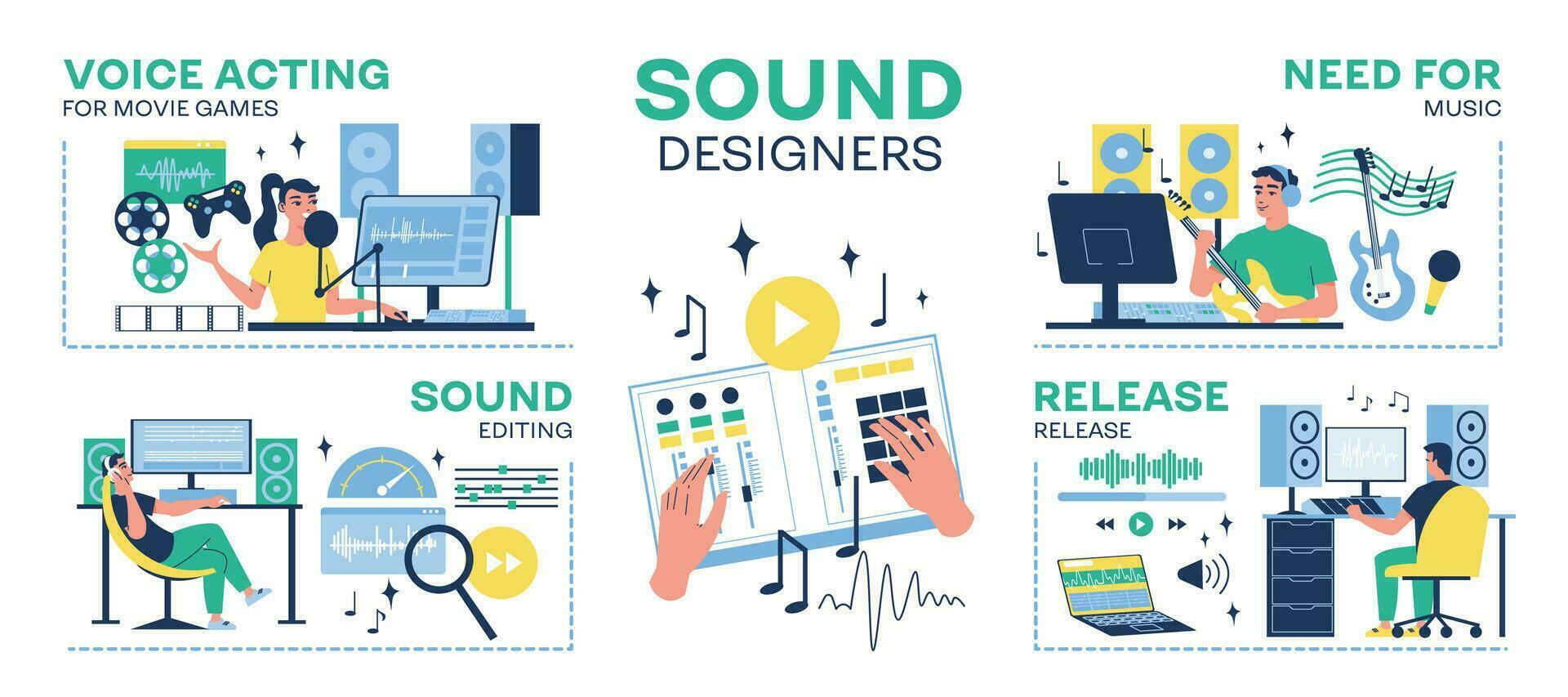 Sound Designers Infographic Set vector